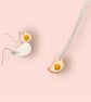 Fried Eggs Jewellery Set, Kawaii Miniature Food Necklace & Earrings  - Image 2