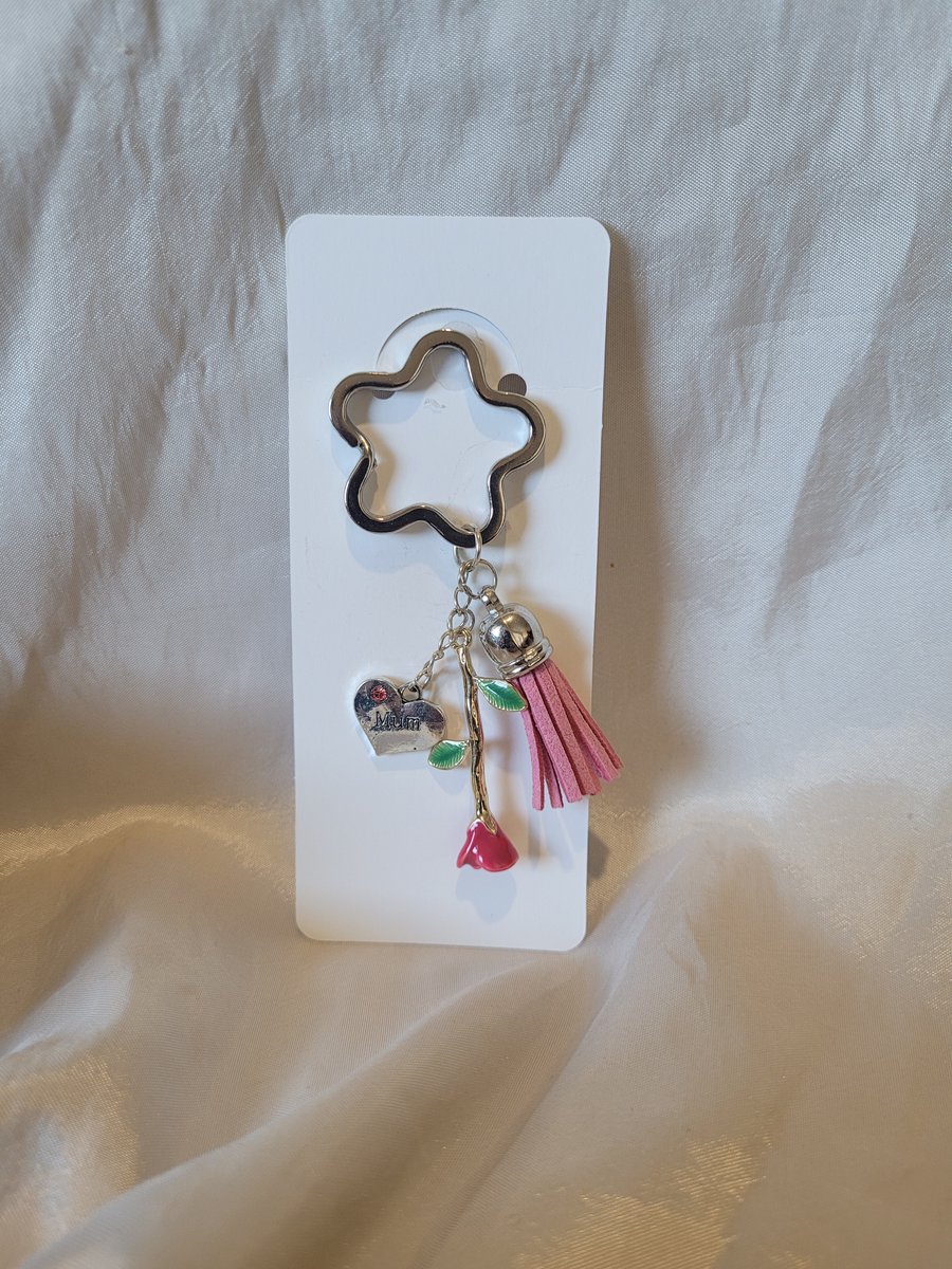 Mothers Day Keyring - Pink Rose