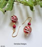 Murano Glass & Eco Bamboo Red Coral Gold Vermeil Earrings  - Image 8