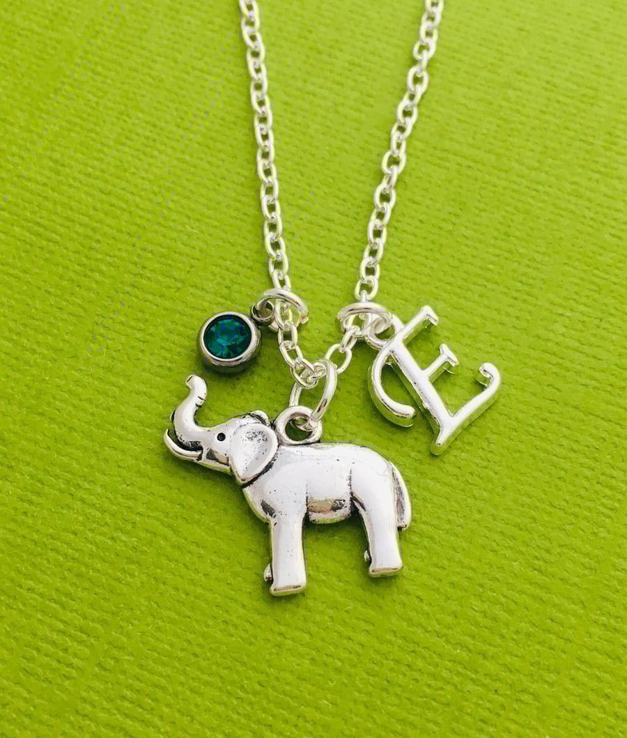 Personalised Silver Elephant Charm Necklace