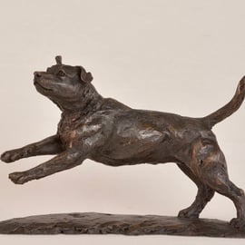 Running Jack Russell Terrier Dog Statue Small Bronze Resin Sculpture