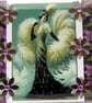 Art Deco Style Lady - Hand Crafted Decoupage Greeting Card - Blank 3053