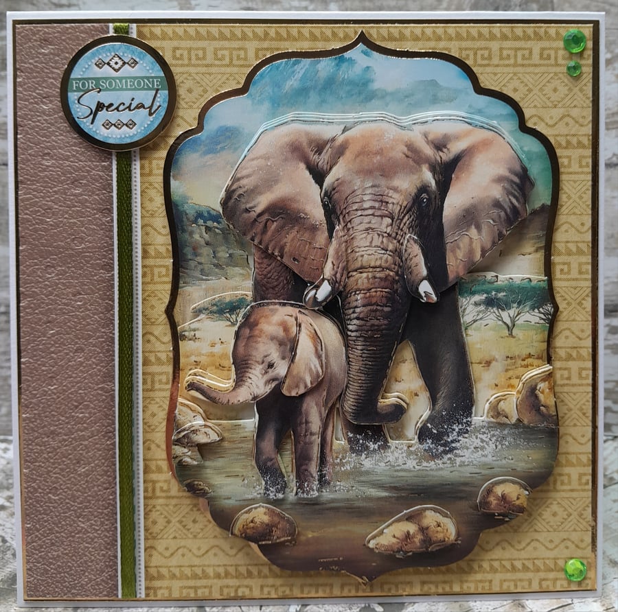 3 handmade Tiger,Gorilla & Elephant Birthday cards 