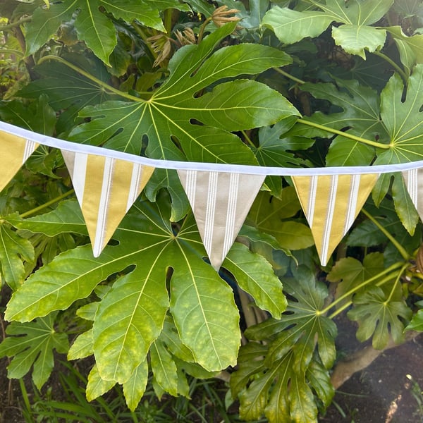 Handmade Silk Bunting, Gold and Silver Party Garland