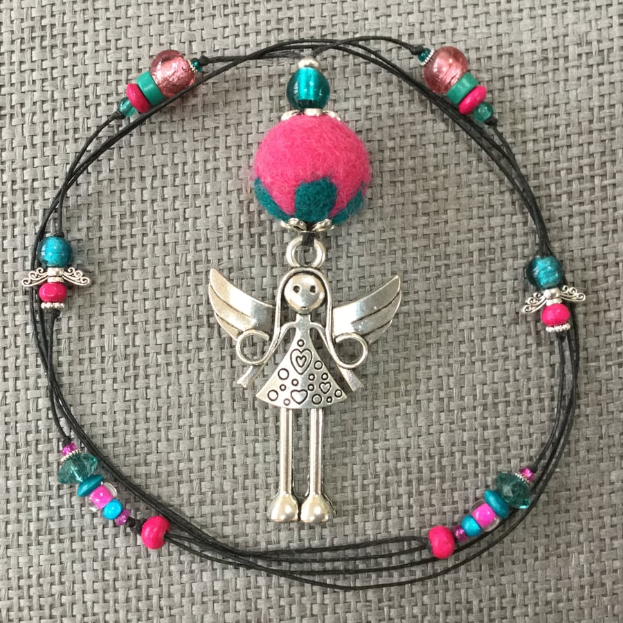 “Fuchsia Angel”  pendant necklace