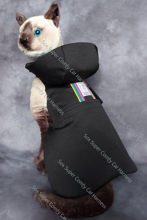 Sox Super Comfy Cat Harness – All Seasons Adaptable Cat Jacket, Plain Black