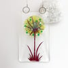 Fused Glass Green Allium Hanging - Handmade Glass Suncatcher