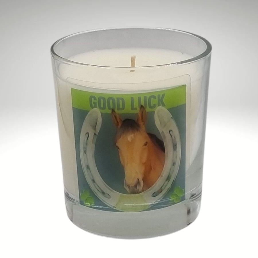 Scented Candle In Glass Container Good Luck Horse Design Gift 30cl