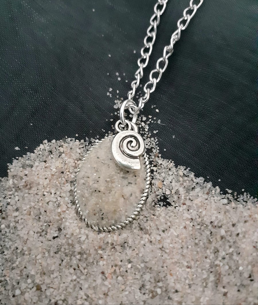 Isle of Scilly beach sand pendant necklace (Porthcressa beach   St. Marys)