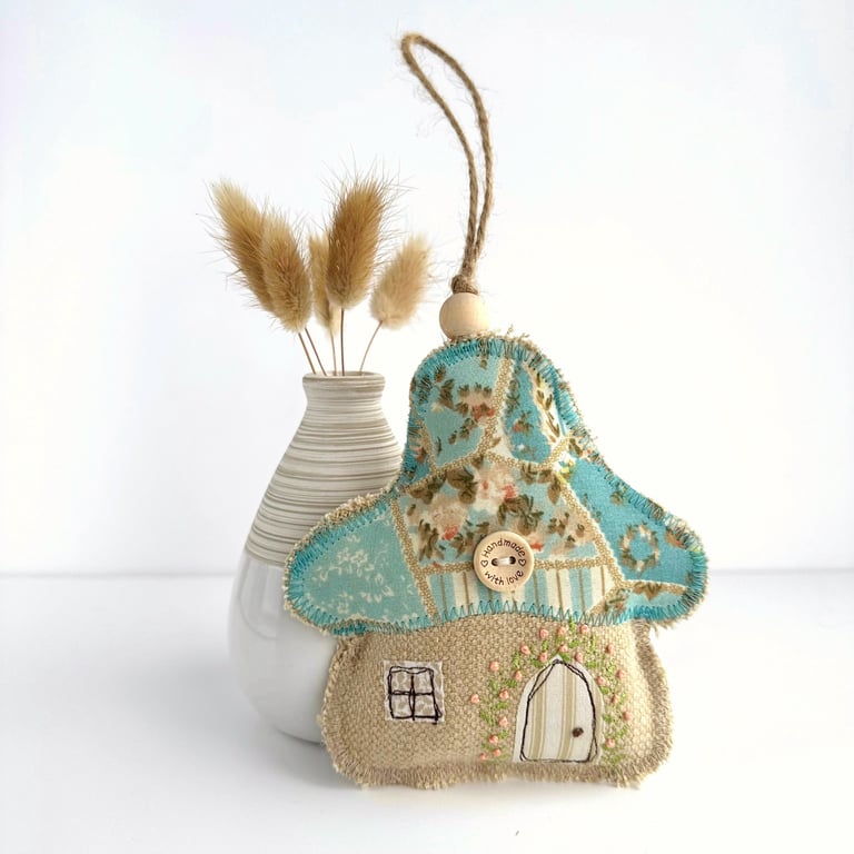 Mushroom Fairy House Hanging Decoration - Fabric Toadstool