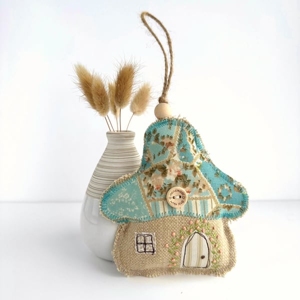 Mushroom Fairy House Hanging Decoration - Fabric Toadstool