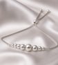 Sterling Silver Graduated Bead Bracelet - Adjustable Slider Bracelet - Handmade 