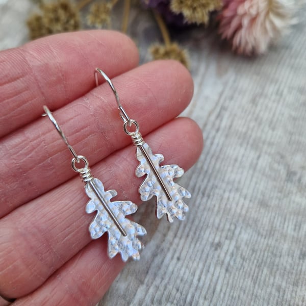 Sterling Silver Oak Leaf Drop Earrings