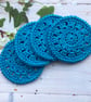 Crochet Coasters in Turquoise with an Optional Basket - Image 1