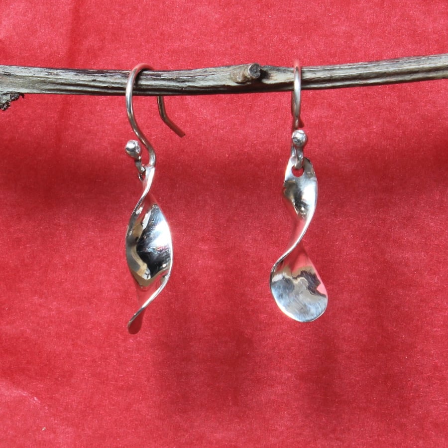  Spiral Twists of Silver - Drop Earrings
