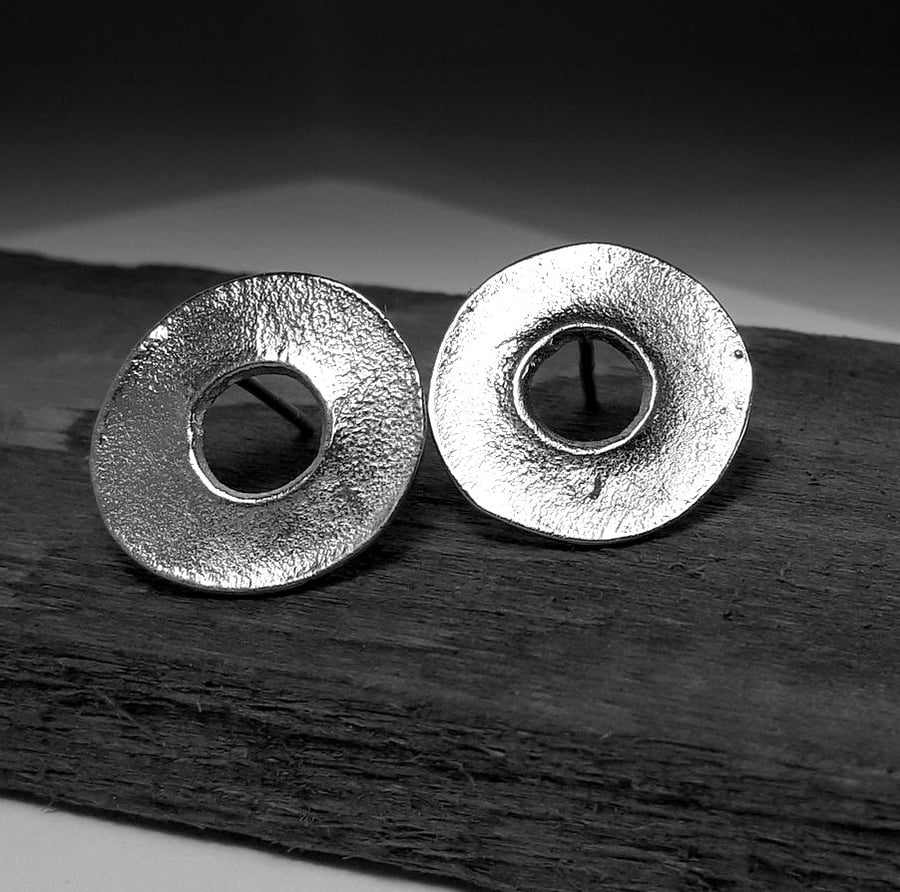 Handmade sterling silver Hoop stud earrings