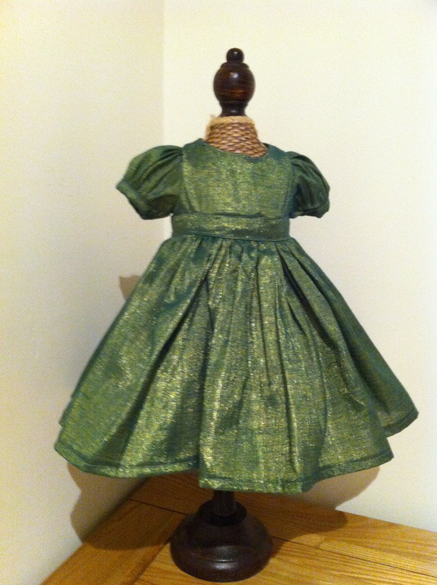 Green Party Dress shot with Gold