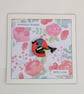 Birthday card, handmade, with removable clay chaffinch fridge magnet keepsake  - Image 4