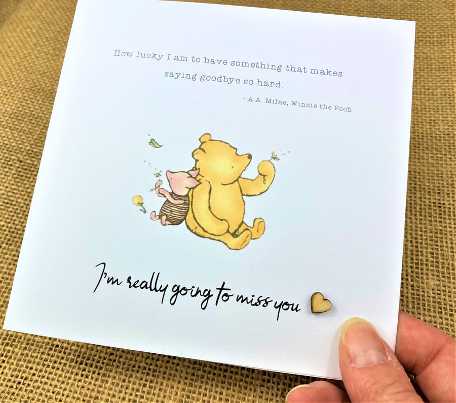 Miss You - Leaving - Going Away - Retirement - Friend - Winnie the Pooh Card