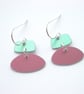 Pastel drop earrings in pink and green