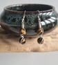 Handmade 925 Silver & Natural Tiger's Eye Drop Dangle Earrings Gift Boxed - Image 1