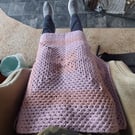 Salmon and lilac lap blanket