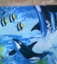 Medium Jute Bag with Killer Whales Fabric Pocket - Image 3
