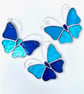 Stained Glass Butterfly Suncatcher - Handmade Decoration - Turquoise - Image 1