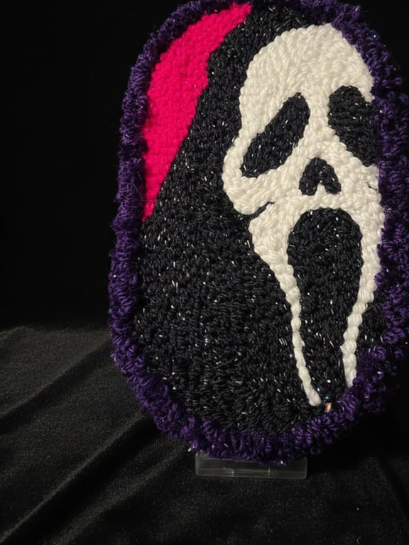 Ghostface inspired Glasses Holder Punch Needle,Horror Desk Decor. 