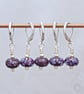 Lampwork Stitch Markers - Dark Purple Orchid  - Image 1