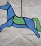Stained Glass Fairground Horse - Blue and Green - Image 1