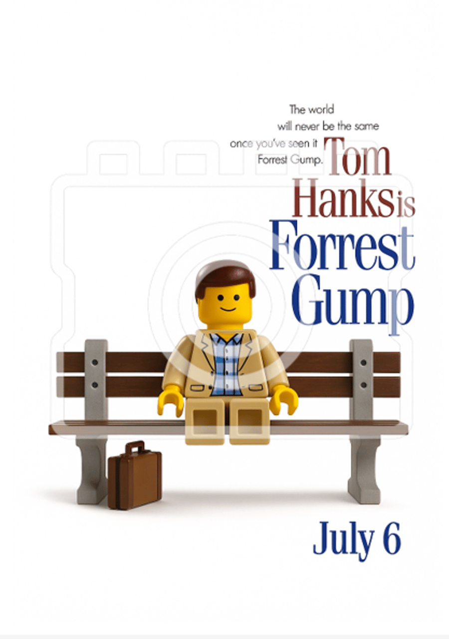 FORREST GUMP - LEGO-Inspired A4 Movie Poster Print - Ready to Frame