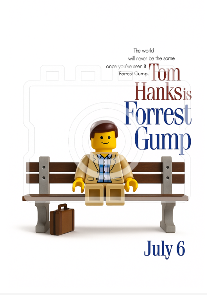 FORREST GUMP - LEGO-Inspired A4 Movie Poster Print - Ready to Frame