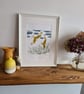 Red Kites original art linoprint handprinted A4 size - Image 4