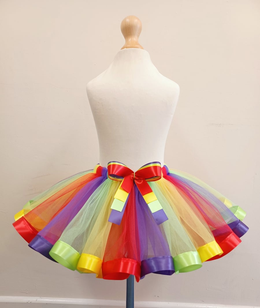 Girl's Purple, Green, Yellow & Red Tutu Skirt - Ages From 0-6 Months to 6-7 Year