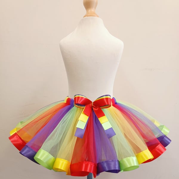 Girl's Purple, Green, Yellow & Red Tutu Skirt - Ages From 0-6 Months to 6-7 Year