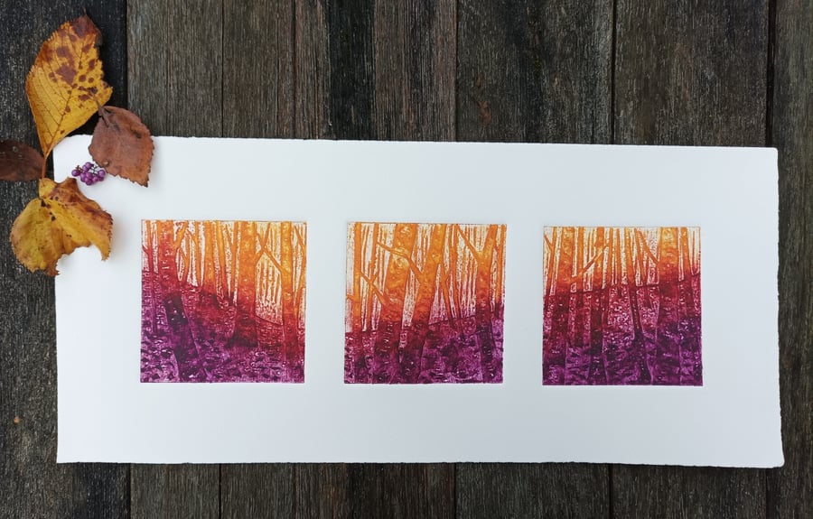 Collagraph Print - Autumn Light - A hand printed, limited edition print