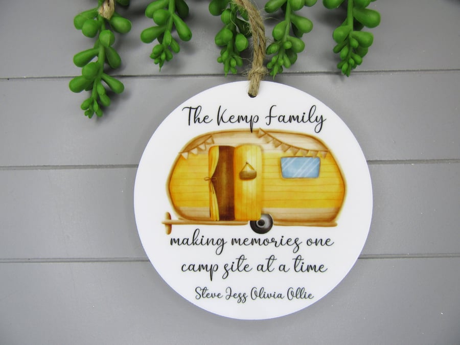 Personalised Family Caravan Keepsake, Camping Motorhome sign. Father's Day Gift.