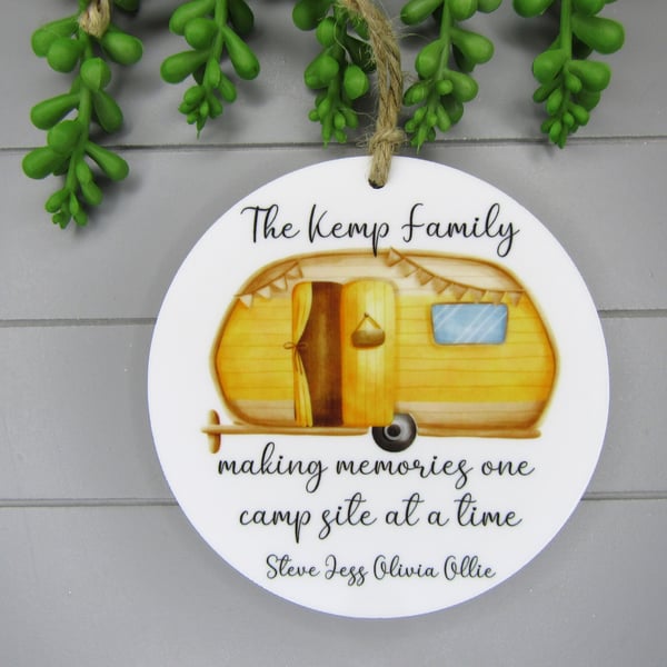 Personalised Family Caravan Keepsake, Camping Motorhome sign. Father's Day Gift.