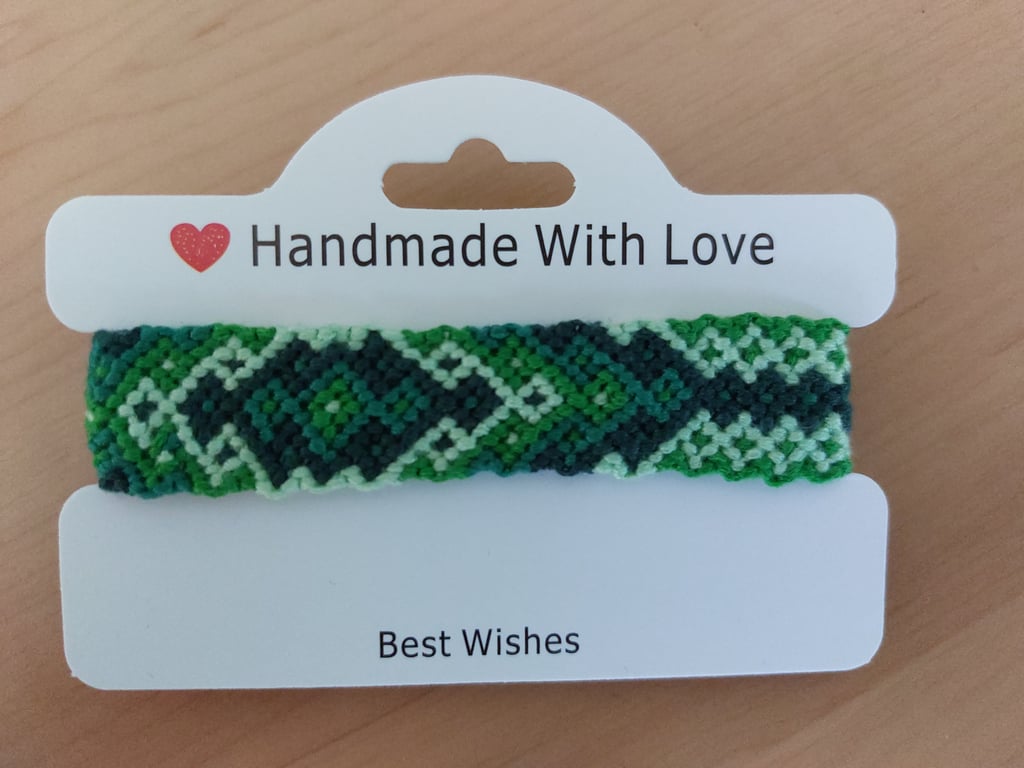 Handmade Green Diamond Pattern Friendship Bracelet