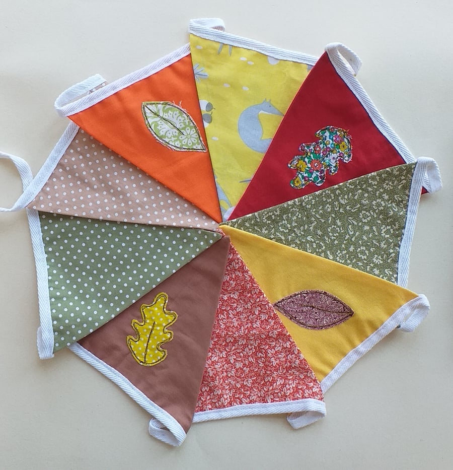 Embroidered Autumn Leaves Bunting