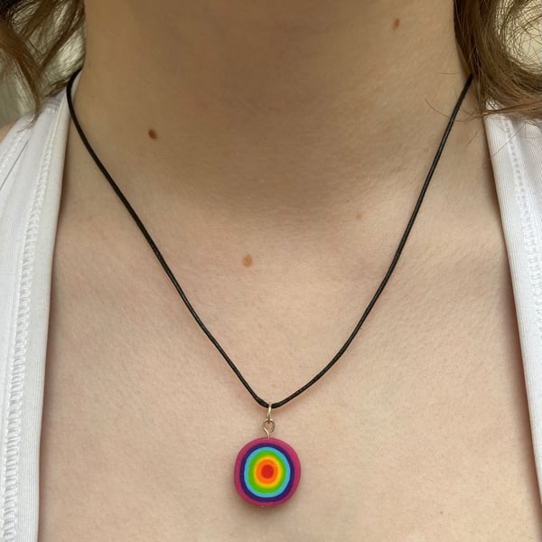 Rainbow bullseye necklace