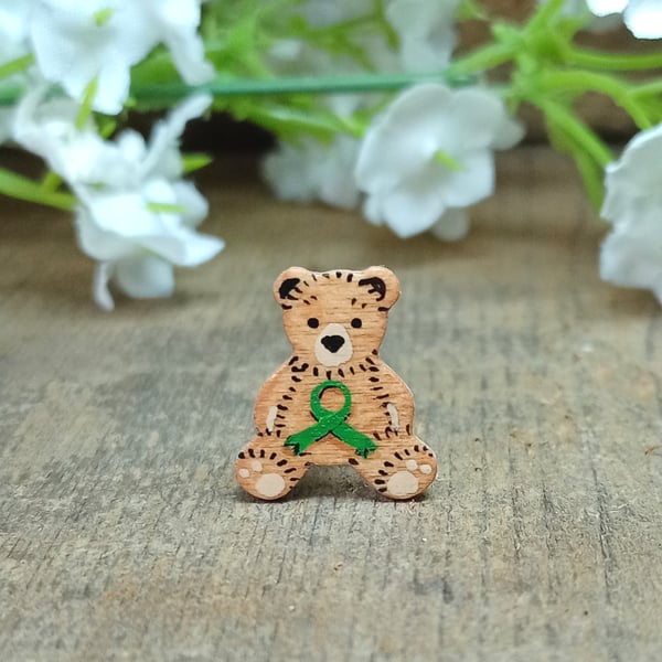 Mental Health Awareness Bear Pin, Handmade Tiny Teddy Support Badge