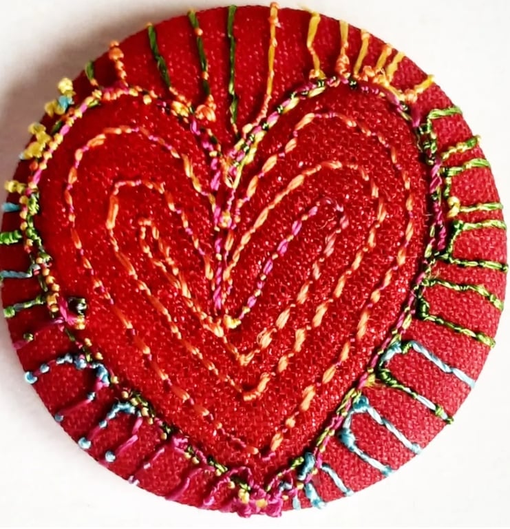 Buttons 1 inch button Hand Dyed Silks and Cottons Free Machine Embroidery Button