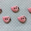 Set of 5 baby pink bird buttons