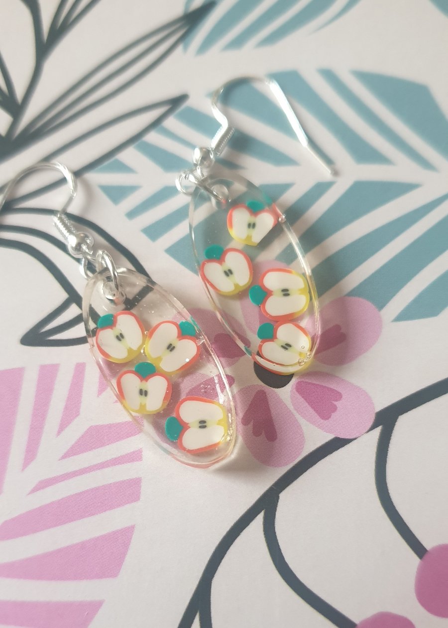 Oval apple resin earrings