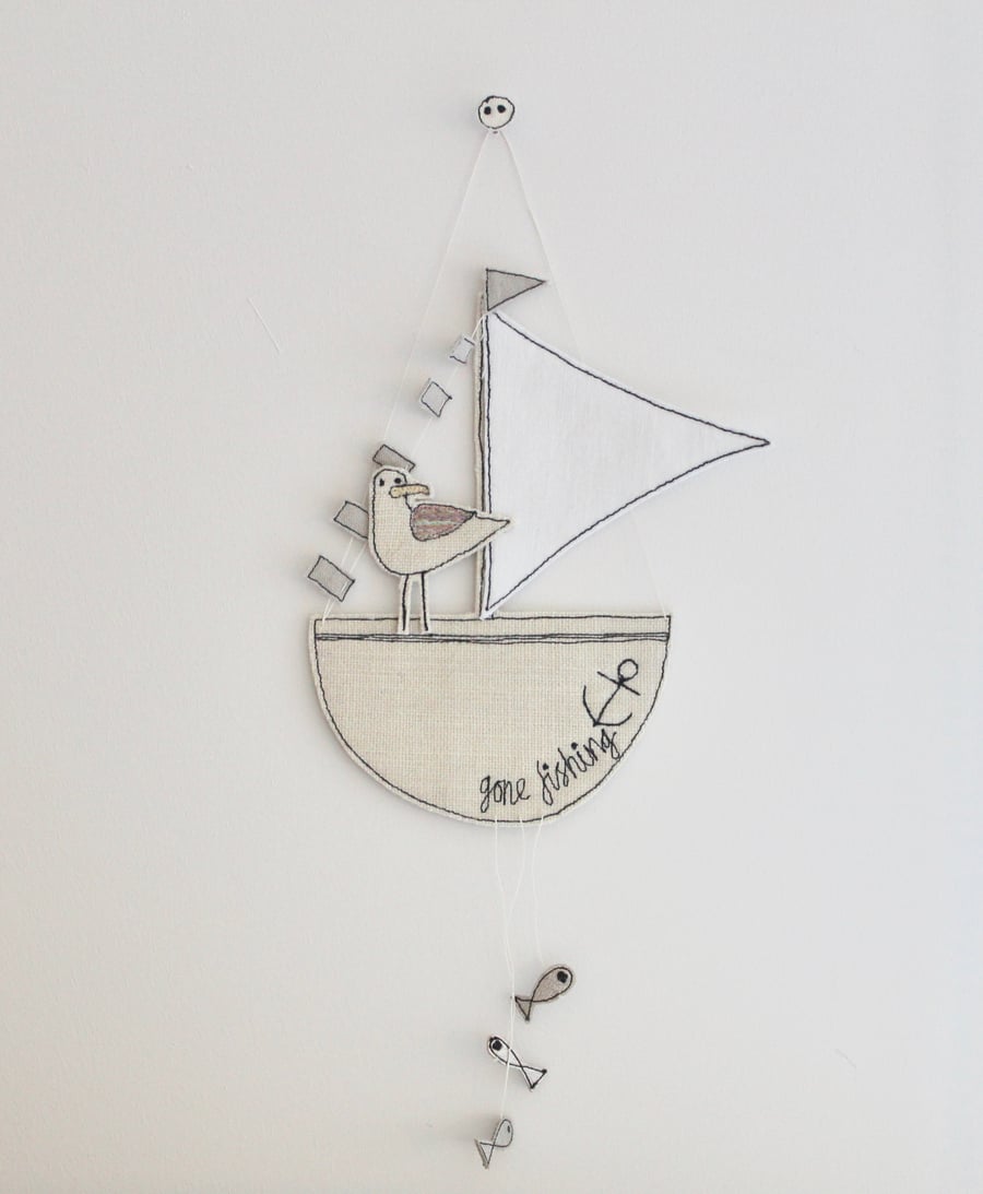 'Gone Fishing' Sailing Boat - Hanging Decoration