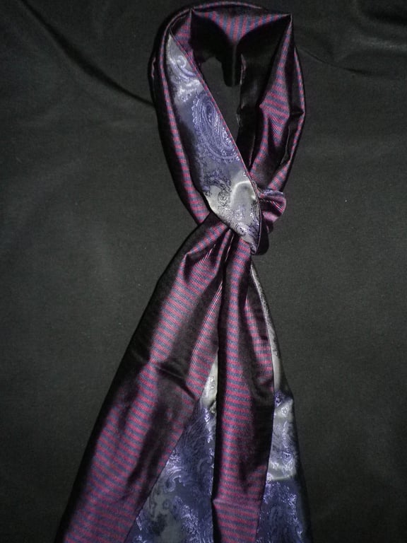 Reversible luxury pure silk scarf, 70x8", 175x20cm, great special gift.