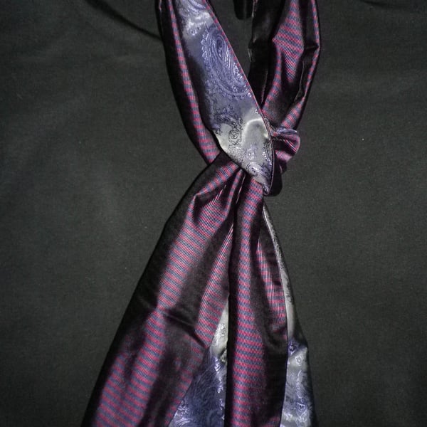 Reversible luxury pure silk scarf, 70x8", 175x20cm, great special gift.