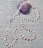 Rose Quartz Chip and Bugle Bead Necklace - Image 3